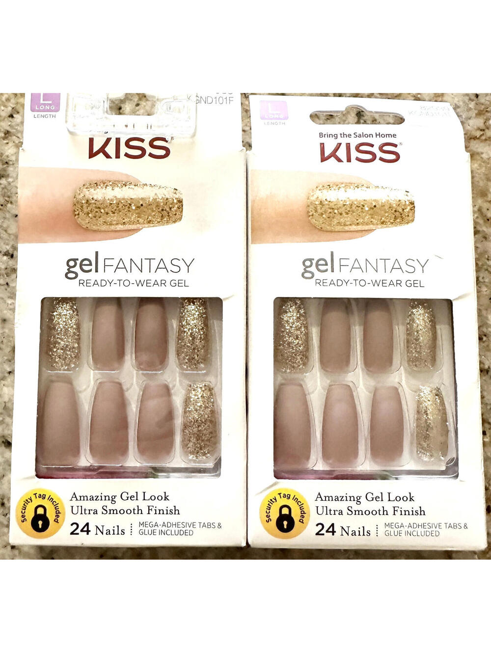 2-Pack NEW Kiss Gel Fantasy Ready to Wear Press-On Nails Matte Mocha (Sealed)